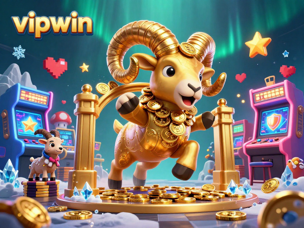 Engage with the thrilling vipwin casino experience as the golden ram charges through a vibrant gaming scene.