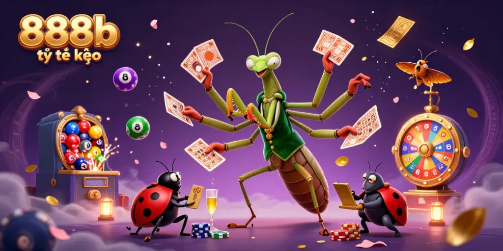 Experience thrilling gameplay with 888b tỷ lệ kèo in a vibrant casino atmosphere featuring animated characters.