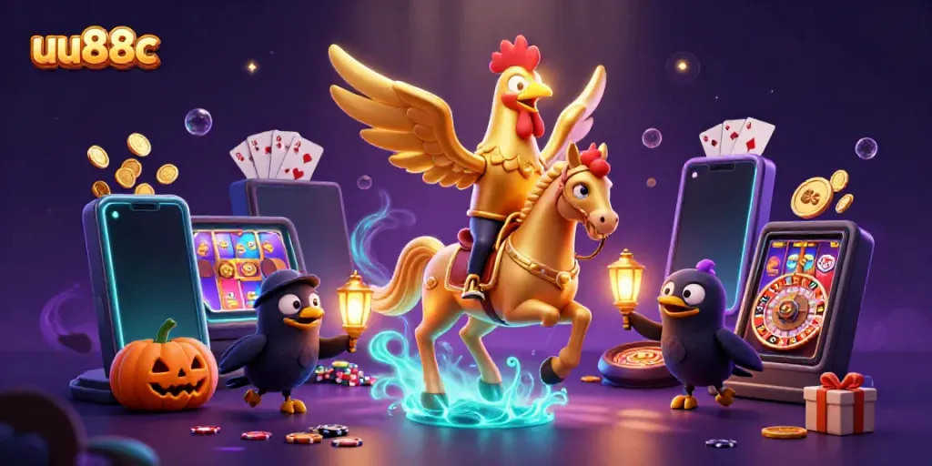 Experience the thrill of uu88c with vibrant casino gaming action illustrated in a captivating 3D scene.