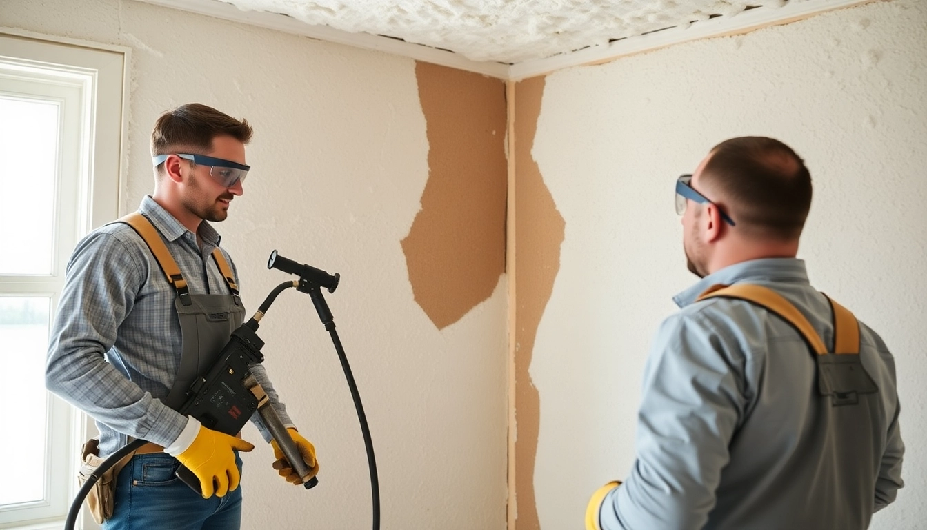 Closed cell spray foam removal process being conducted by professionals, showcasing effective techniques.