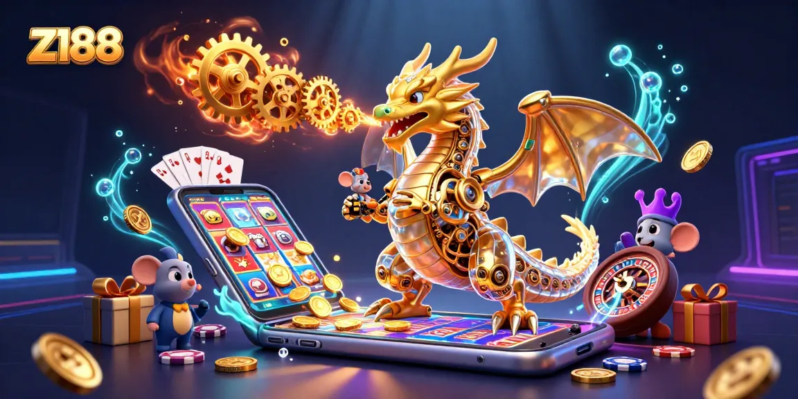Experience thrilling slots and games at z188 with golden coins and festive decorations.