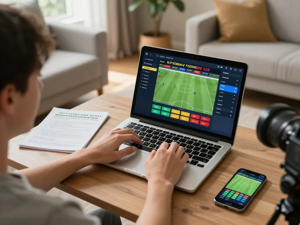 Engaging sports betting scene with 7mcn displayed on laptop, showcasing live odds and strategies.
