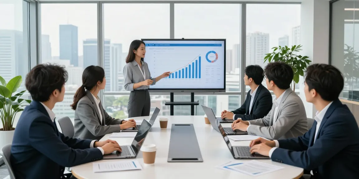 Team collaborating in a conference room, showcasing a super fast reply in action during a business meeting.