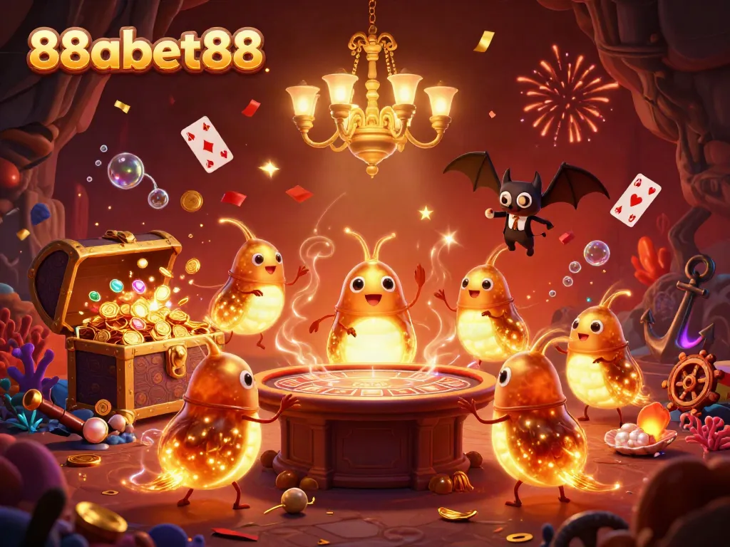 Experience vibrant gameplay at 88abet88 within a colorful, illuminated cave casino scene featuring bioluminescent charm.