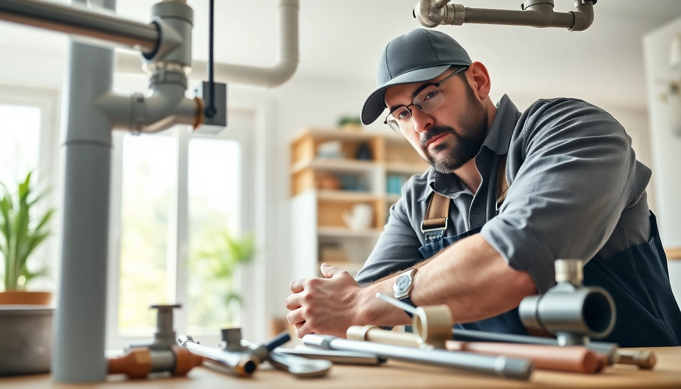Plumber showcasing whole house repiping services Tampa with professional tools and clear workspace.