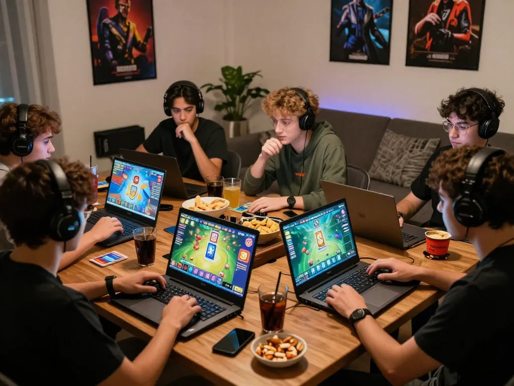 Players enjoying a vibrant game session on rikvip in a cozy living room.
