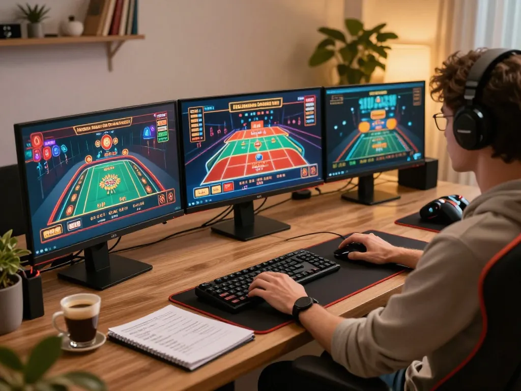 Experience thrilling gameplay on https://sshbet.io/ with a professional online gaming setup showcasing various casino games.