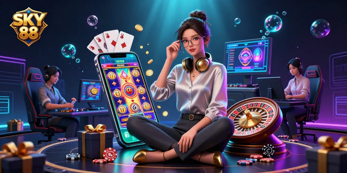 Experience the excitement of SKY 88 with dynamic slot games and captivating casino visuals.