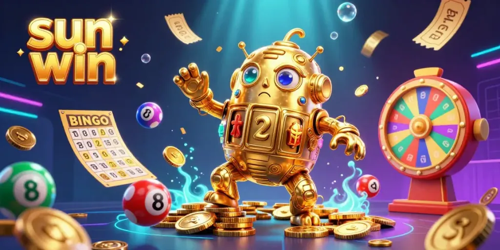 Experience exciting gameplay in the sun win 3D casino with vibrant animations and winning elements.