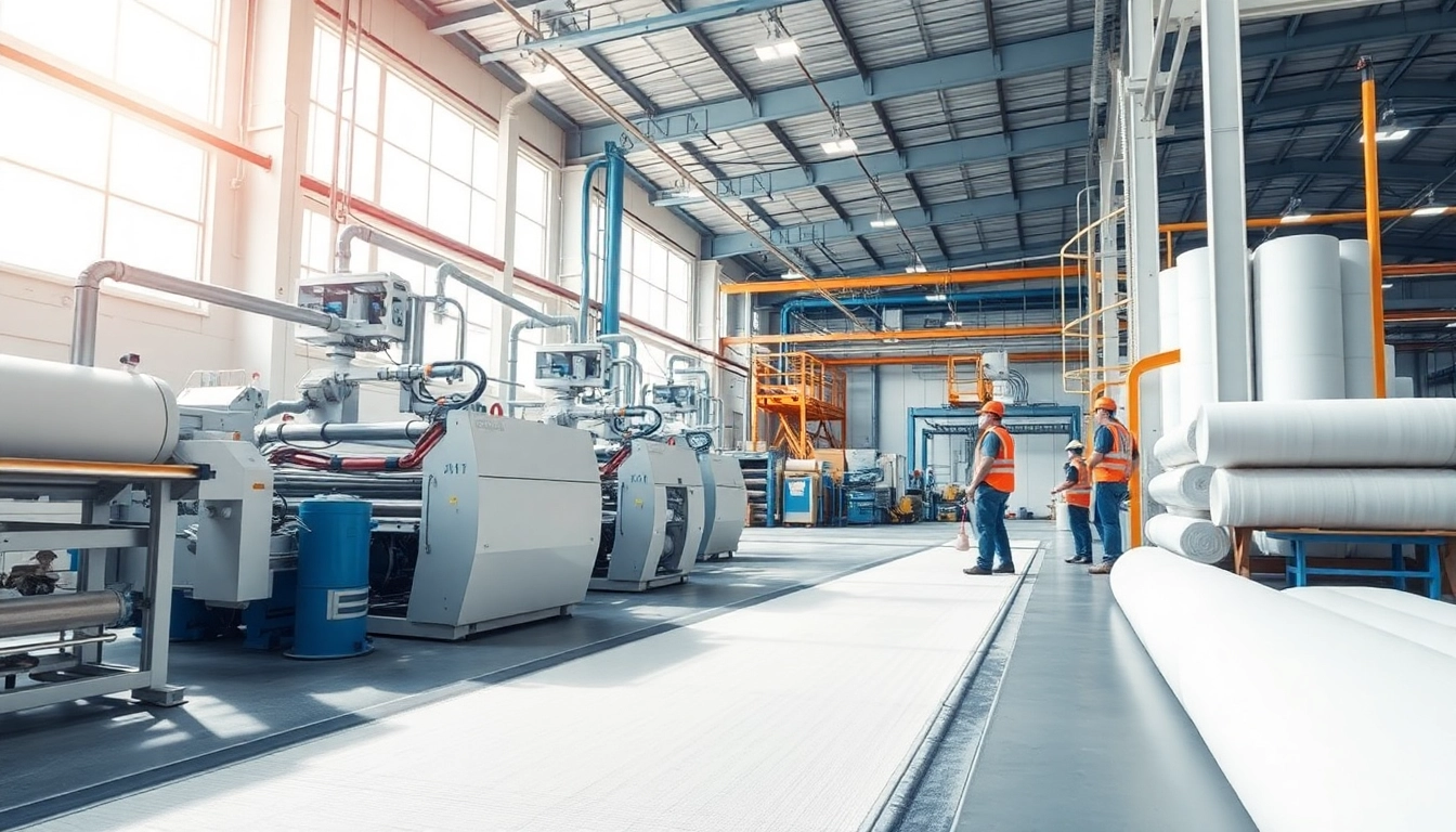 High-quality production by a chopped strand mat manufacturer in a vibrant manufacturing environment.