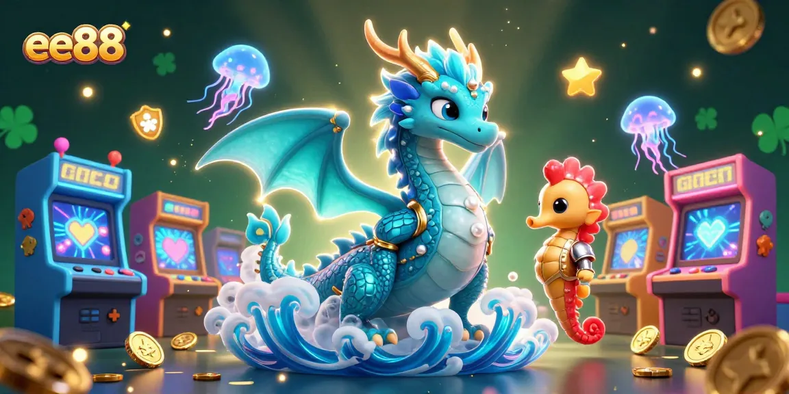 Experience the exciting gaming world of ee88 with a vibrant 3D illustration of characters and dynamic elements.