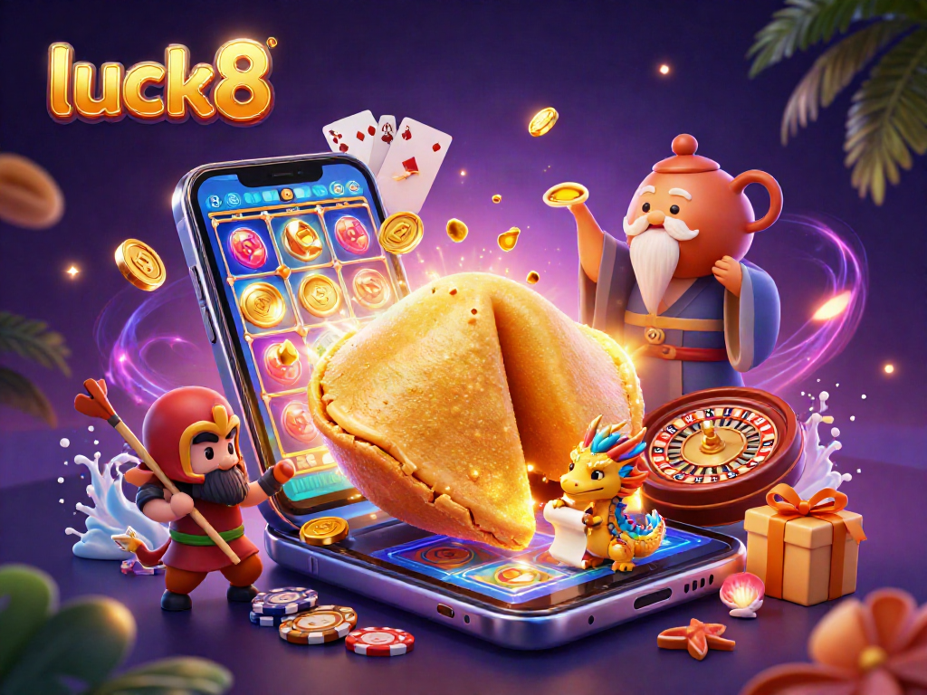 Engage with luck8 and win big while exploring dynamic 3D slot games featured in an enchanted scene.