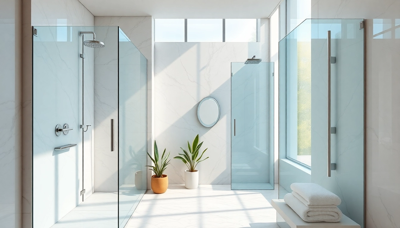 Experience elegant showers with luxurious fixtures and serene design in a beautifully lit bathroom.