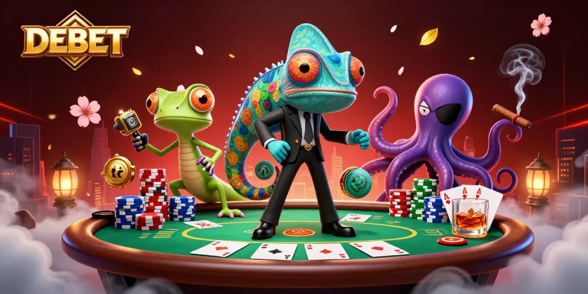 Experience thrilling poker action with DEBET’s vibrant casino illustration.
