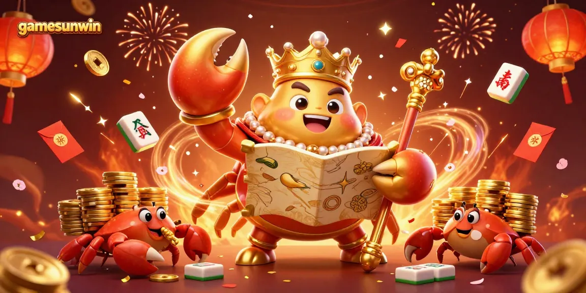 Experience excitement with gamesunwin as you join the golden crab emperor in a vibrant casino atmosphere.