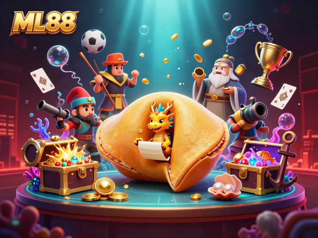 Experience thrilling sports action and rewards at ML88 with gold and fortune imagery in this vibrant illustration.