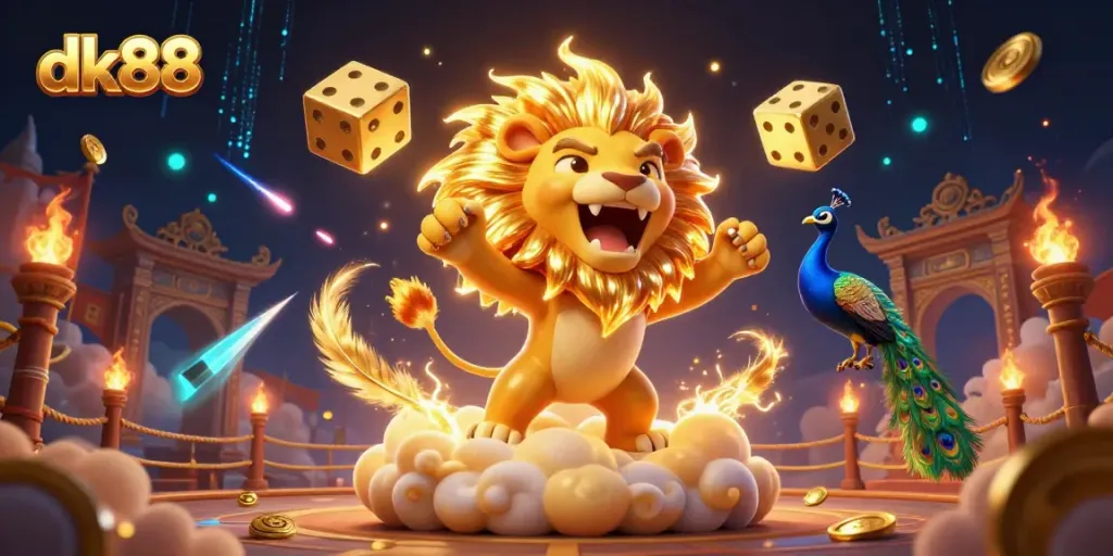 Experience thrilling gaming with DK88's vibrant 3D casino scene featuring animated characters and dynamic elements.