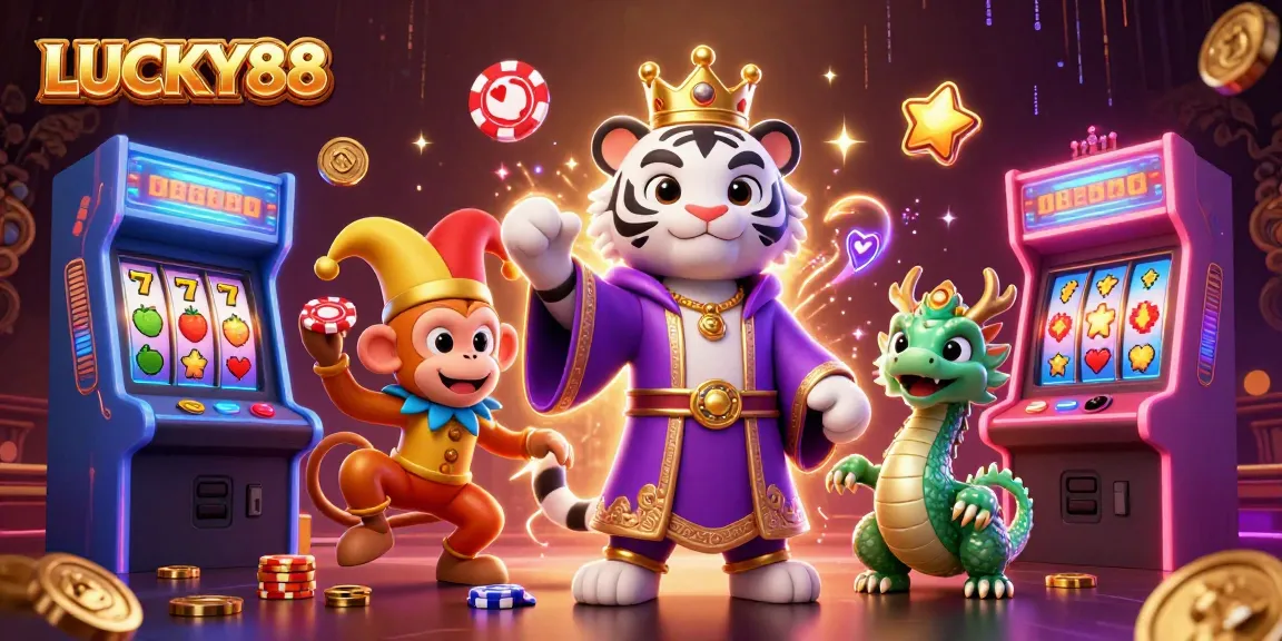 Engage in thrilling gameplay with LUCKY88, featuring vibrant characters and dynamic gaming elements.