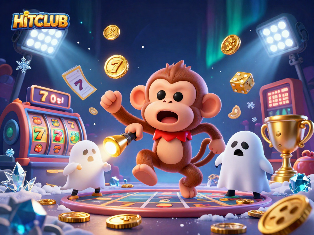 Experience winning thrills with HITCLUB’s lively casino atmosphere, featuring animated characters and golden gaming elements.