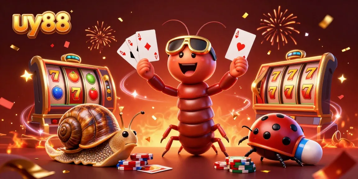 Experience the thrill of uy88 with a vibrant casino scene featuring playful characters and exciting slot elements.