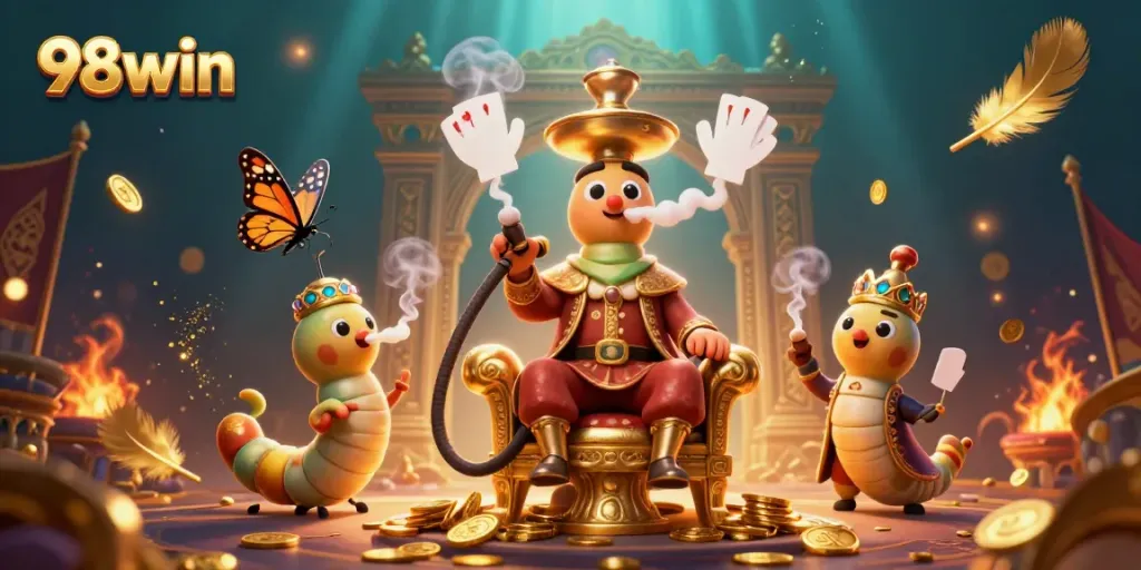 Experience thrilling casino action with the vibrant 98win scene featuring characters and symbols.