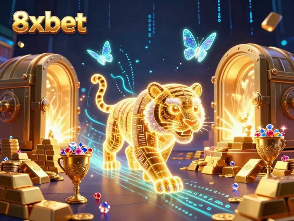 Experience the vibrant digital casino world with the 8xbet golden tiger and treasures illuminating the atmosphere.
