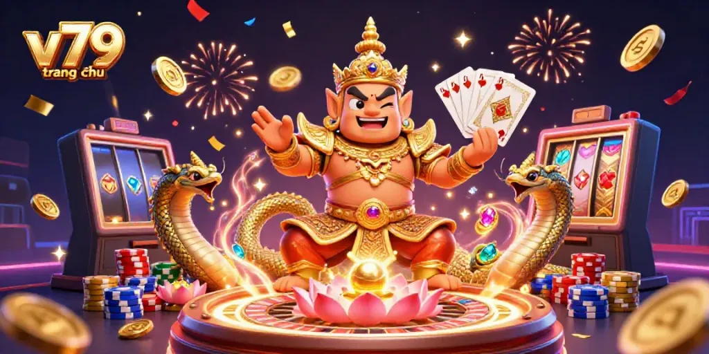 Join the fun at v79 trang chủ with vibrant 3D casino action, showcasing golden themes, characters, and dynamic game elements.