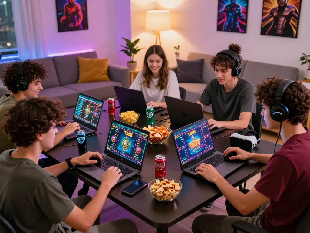 Exciting gaming atmosphere at a TR88 online betting event with friends enjoying competitive play.