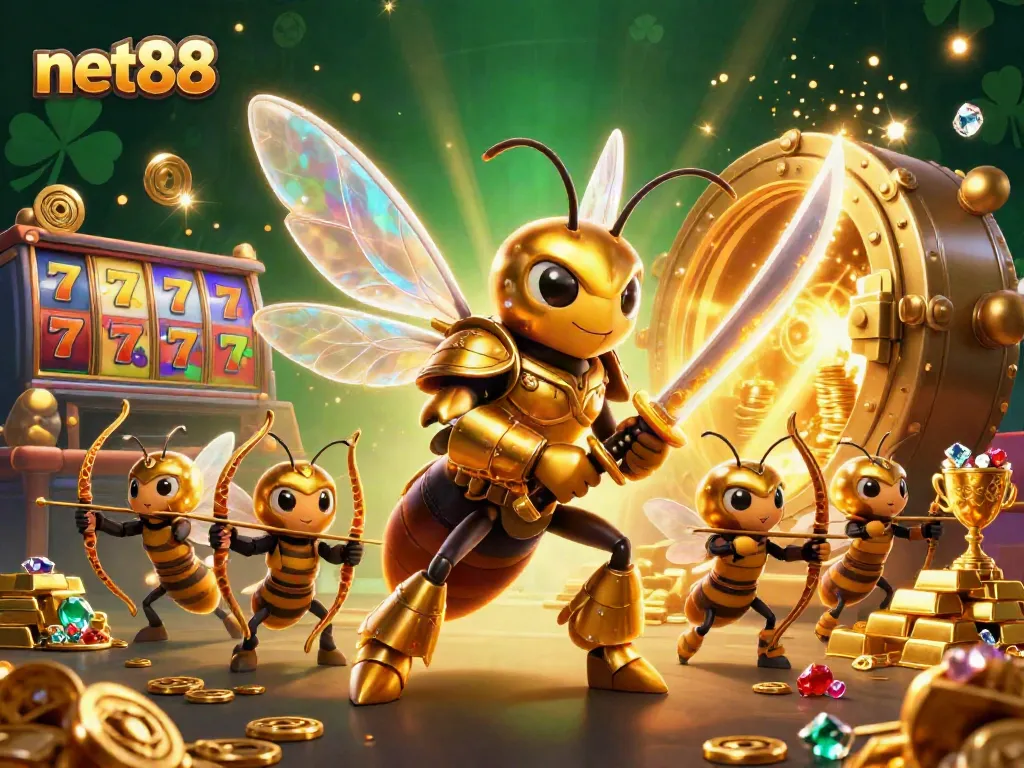Experience net88's thrilling casino world with a vibrant illustration of dynamic characters and gaming elements.