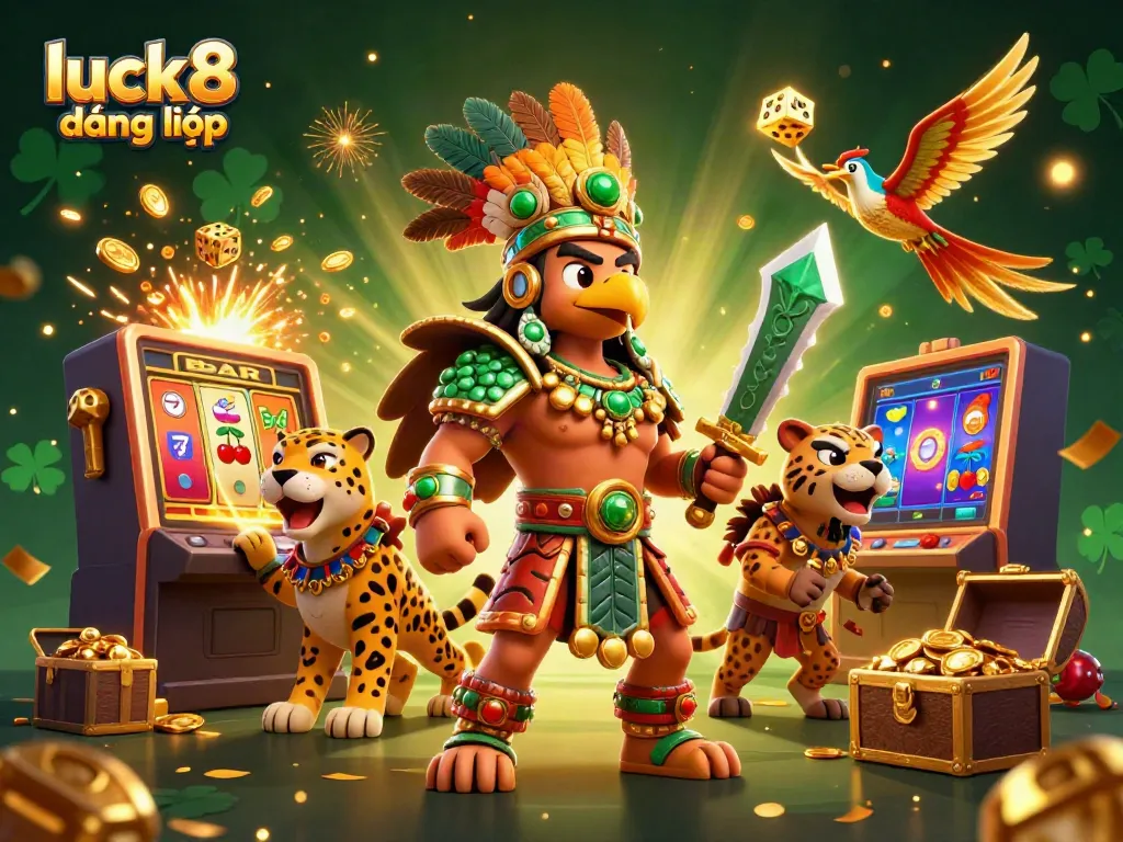 Experience an exciting jackpot with luck8 đăng nhập at our vibrant casino scene featuring classic game elements.
