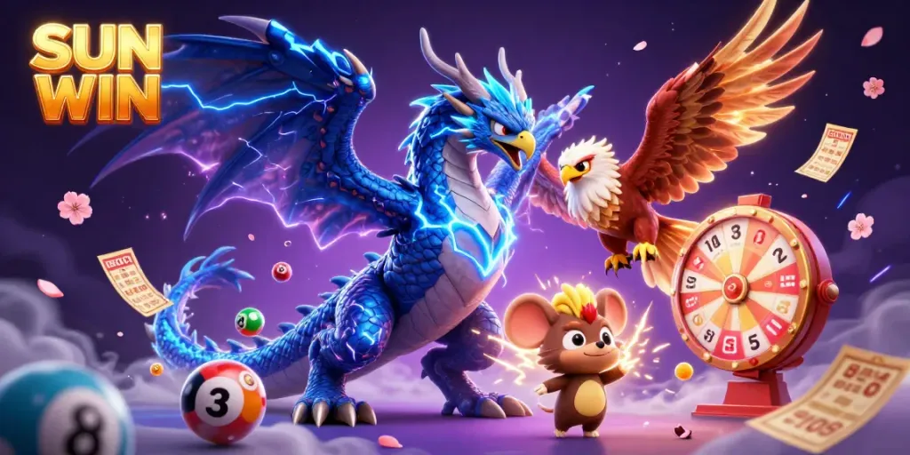WIN with SUN WIN while enjoying a vibrant lottery atmosphere filled with dynamic characters and exciting elements.