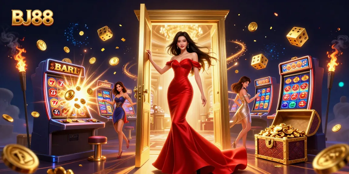 Experience the thrill of BJ88 with jackpots, live games, and more in this vibrant casino scene.