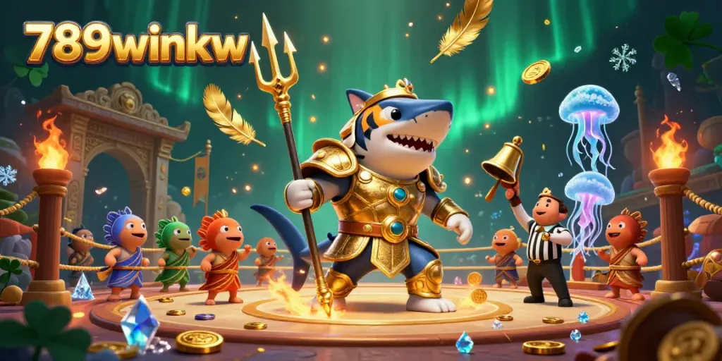 Engage with thrilling casino action at 789winkw featuring a shark gladiator in an underwater colosseum.