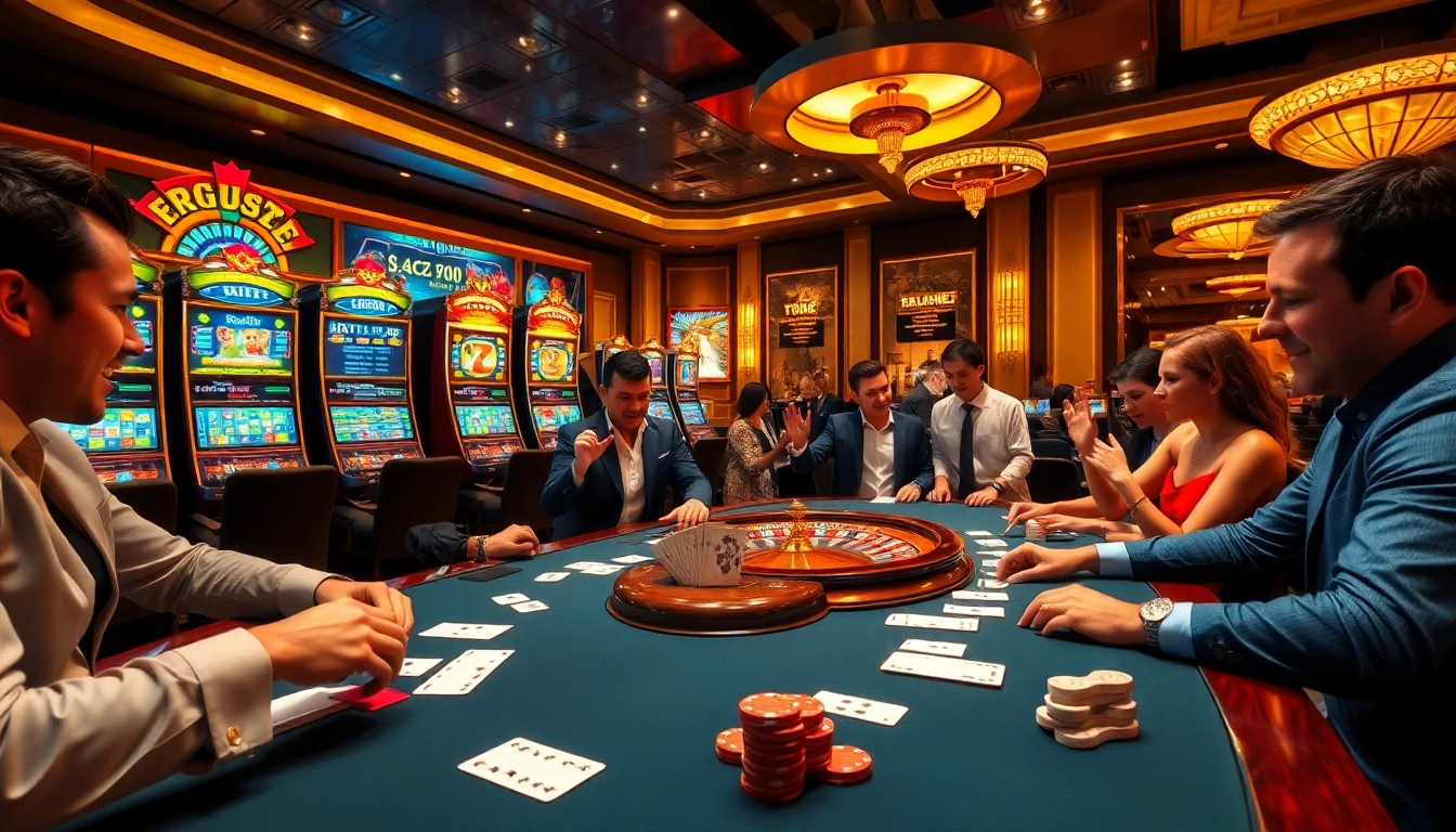Players enjoying at a luxurious RR88 game table with vibrant colors and excitement.