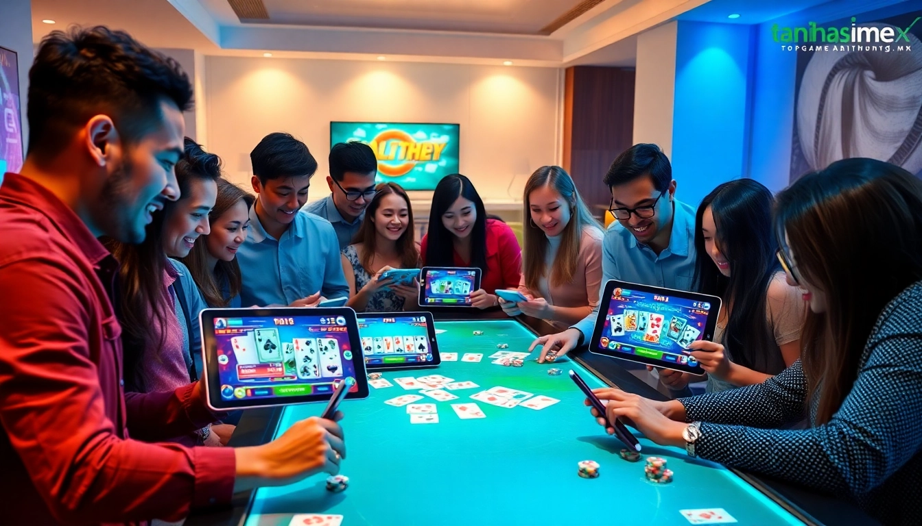 Engaged players enjoying online card games at topgamebaidoithuong.mx's vibrant platform.
