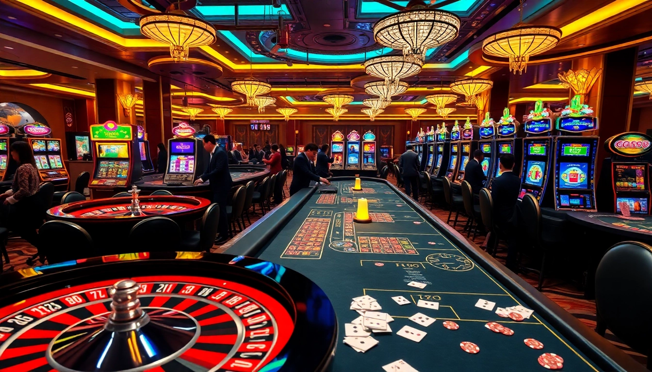 Engaging action at Go99 casino with vibrant slot machines and roulette delights.