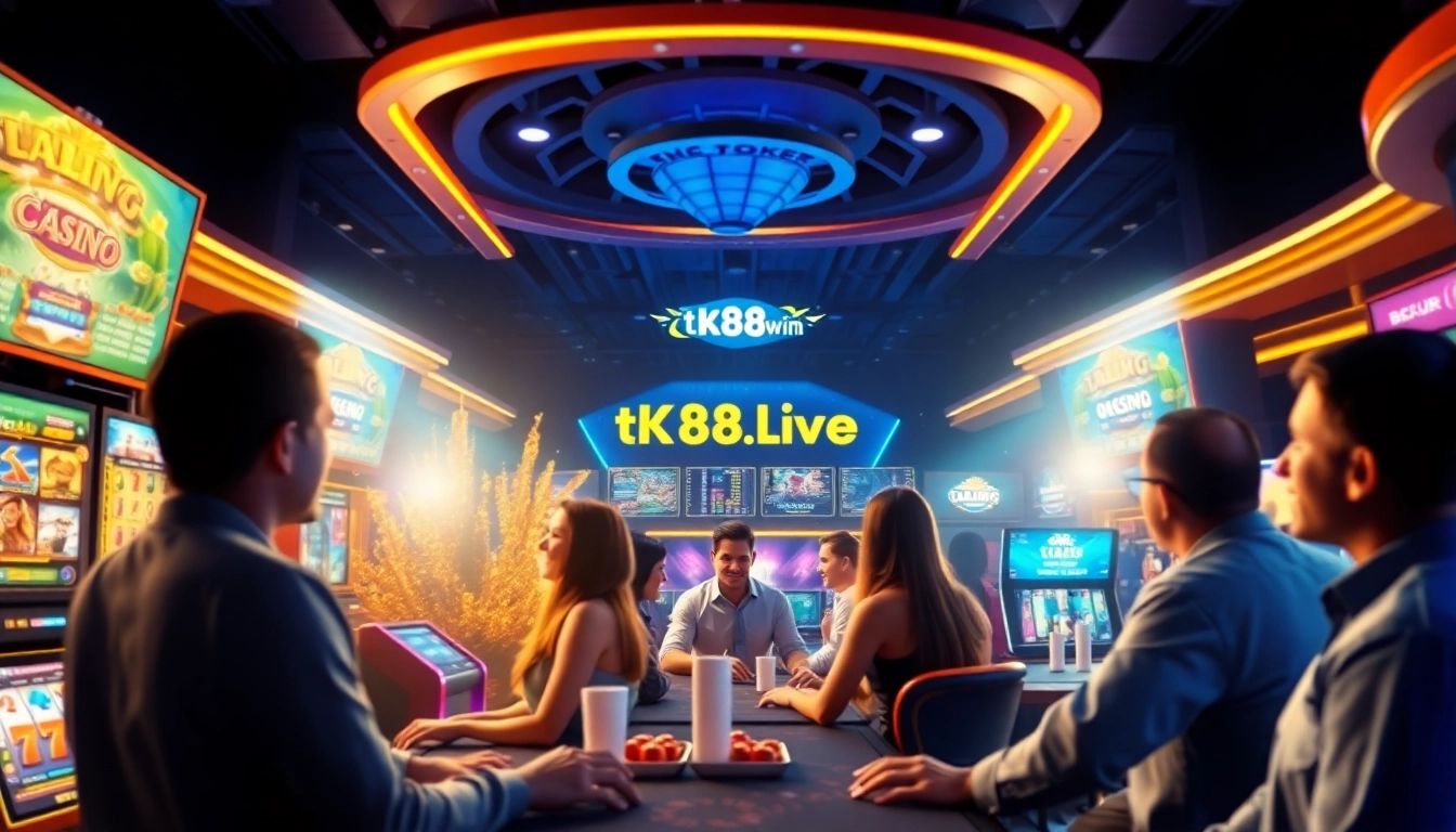 Engaging scene of players at tk88win.live online casino enjoying thrilling games