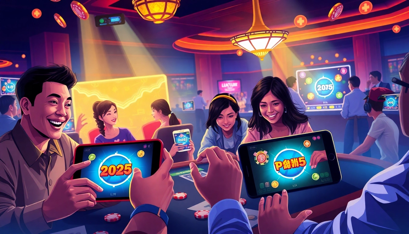 Exciting online gaming scene at gamebaidoithuong.com.vc with players engaging in card games.