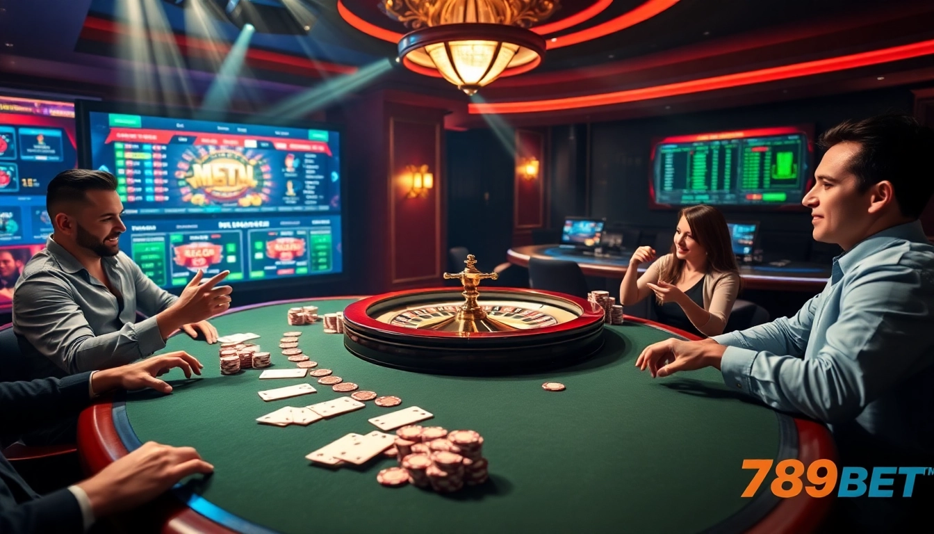Experience thrilling gaming moments at the luxurious Link chính thức 789BET casino table with professional players.