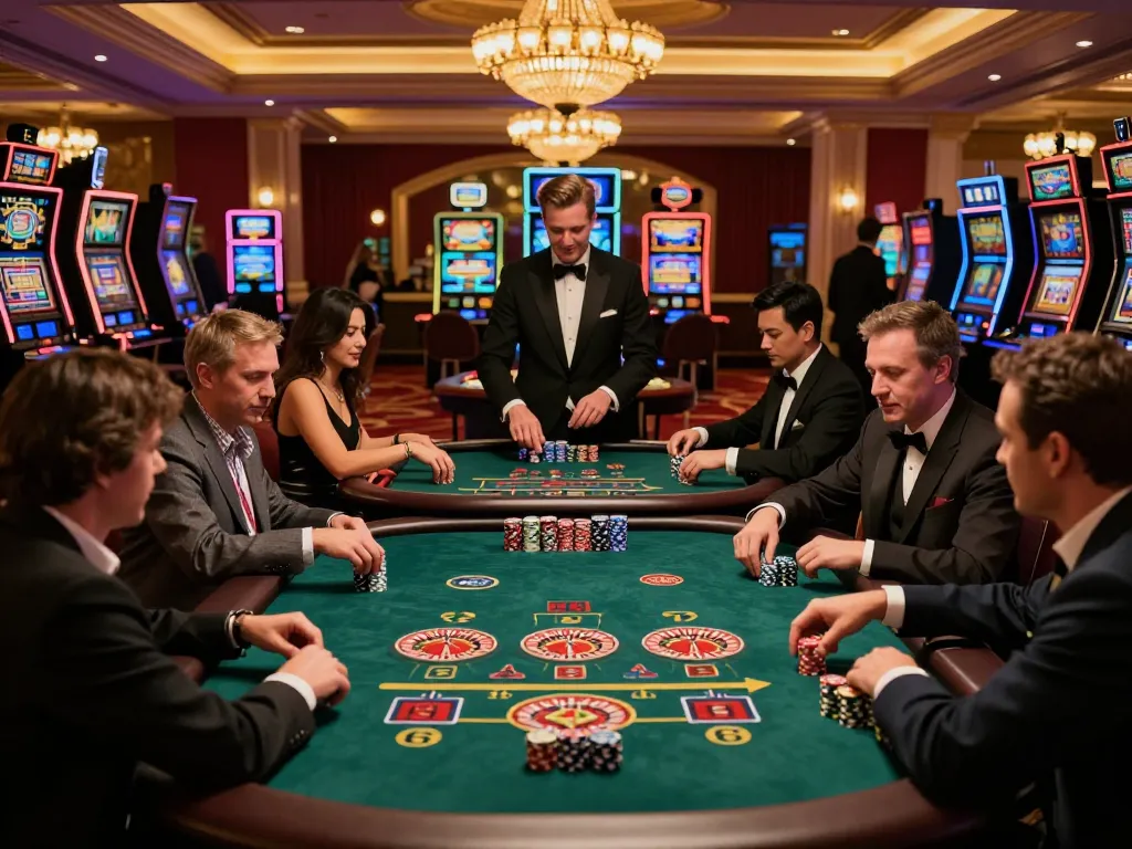 Experience nhà cái SIN88 at a lively casino floor where players enjoy thrilling games of blackjack and roulette.