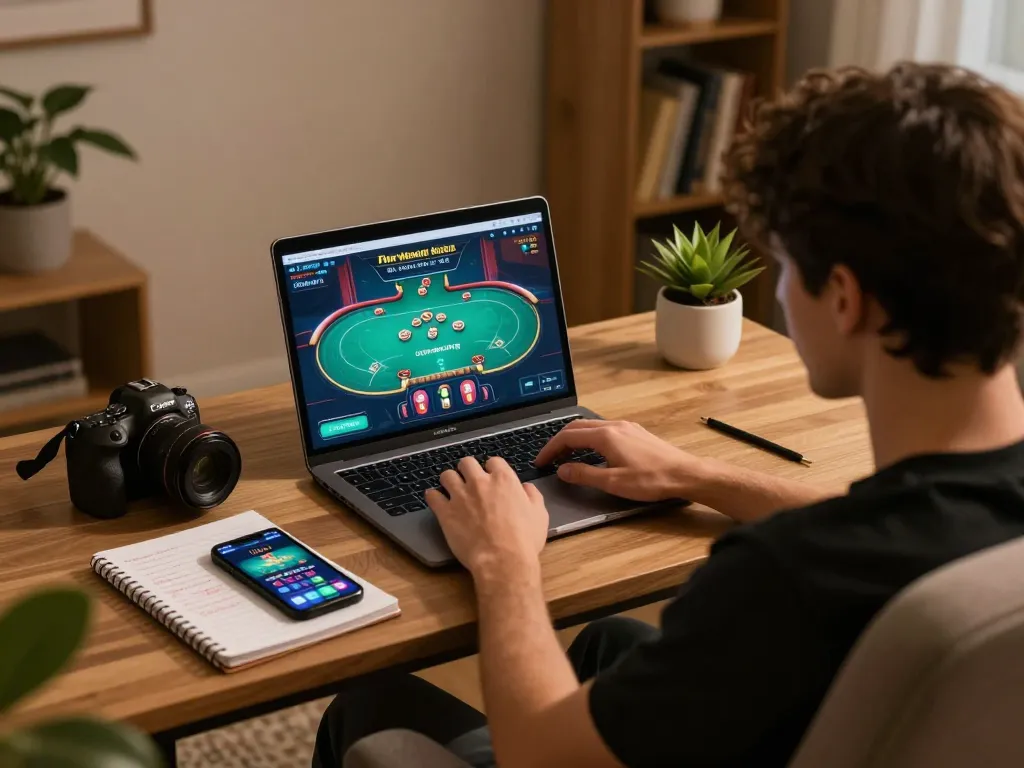Player enjoying a VA88 online casino game, focused on strategic betting and bankroll management