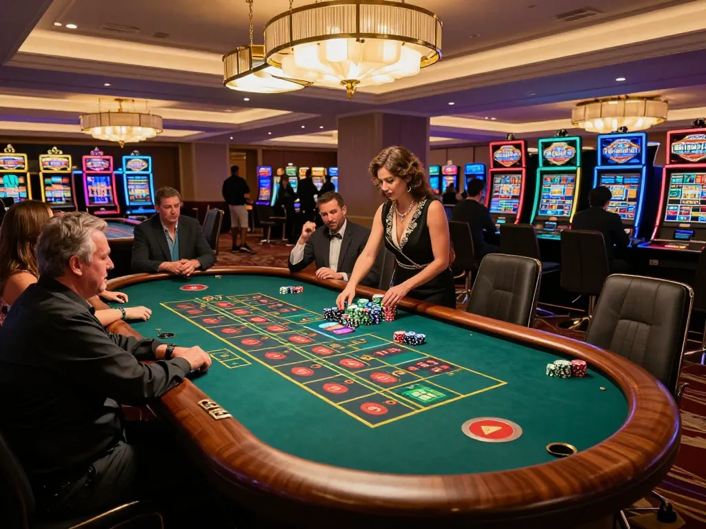 DA88 casino scene with players engaged in an exciting roulette game, vibrant atmosphere.