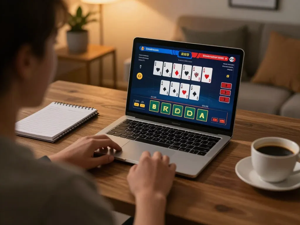 Player enjoying gg88 live dealer blackjack online, focused on strategy in a cozy home setting
