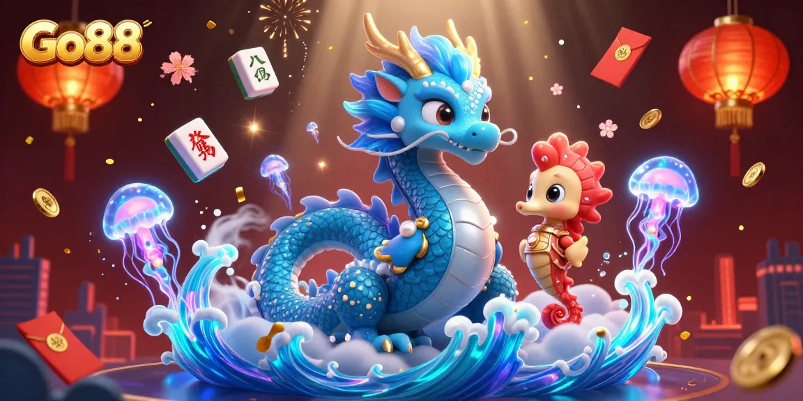 Spin and win at Go88 with vibrant casino-themed 3D illustration showcasing gaming excitement.