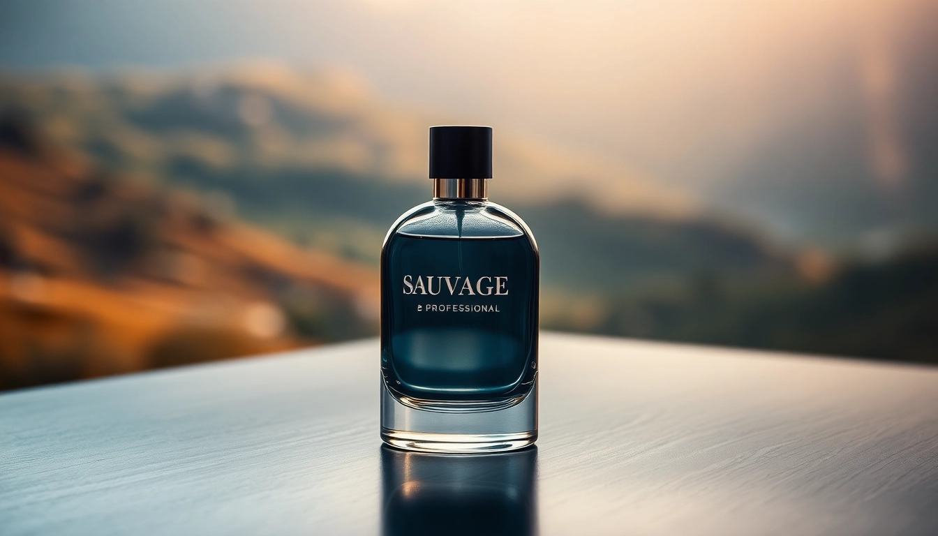 Sauvage fragrance bottle showcased elegantly on a dark wood table, highlighting luxury. related image