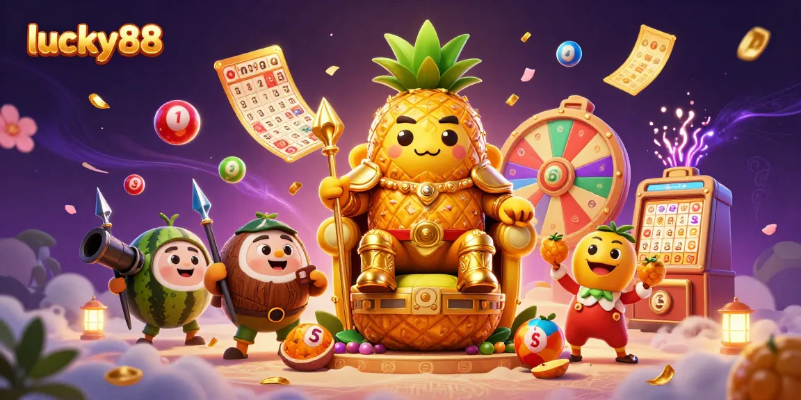 Experience thrilling luck at lucky88 with vibrant games and cartoon characters in a festive casino scene.