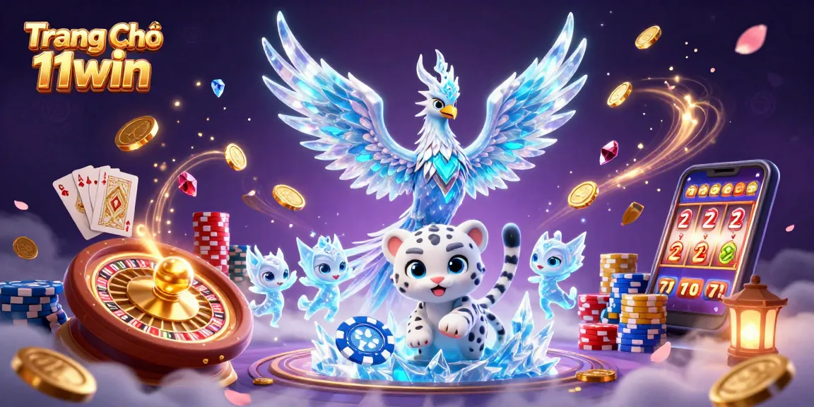 Engage with the thrilling world of Trang Chủ 11win featuring a dazzling phoenix and lively casino elements