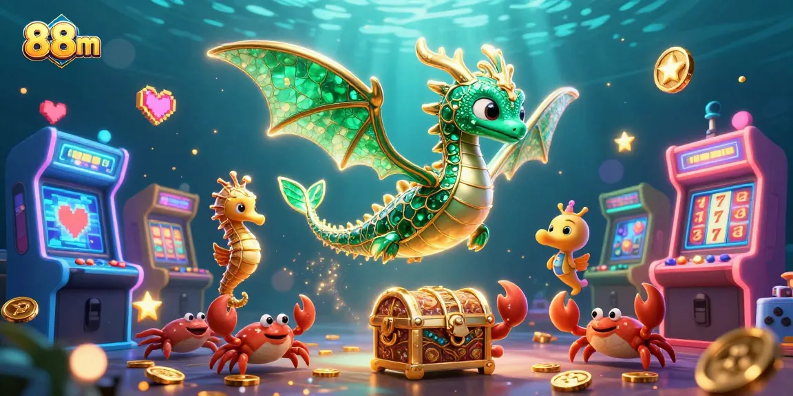 Experience vibrant casino excitement with 88m featuring a majestic sea dragon and treasure elements.