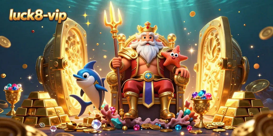 Experience luck8-vip with exciting wins and treasures from this vibrant casino adventure illustration