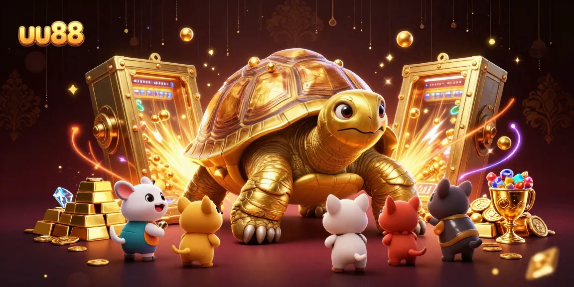 Play exciting games at uu88 with golden tortoise and treasures illuminating the casino